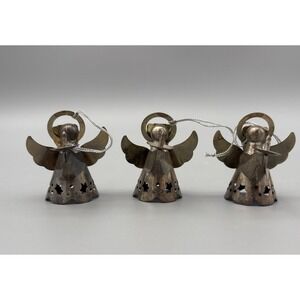 Brass Angel 2" Christmas Ornament Figurines 1960s Vintage - Set of 3